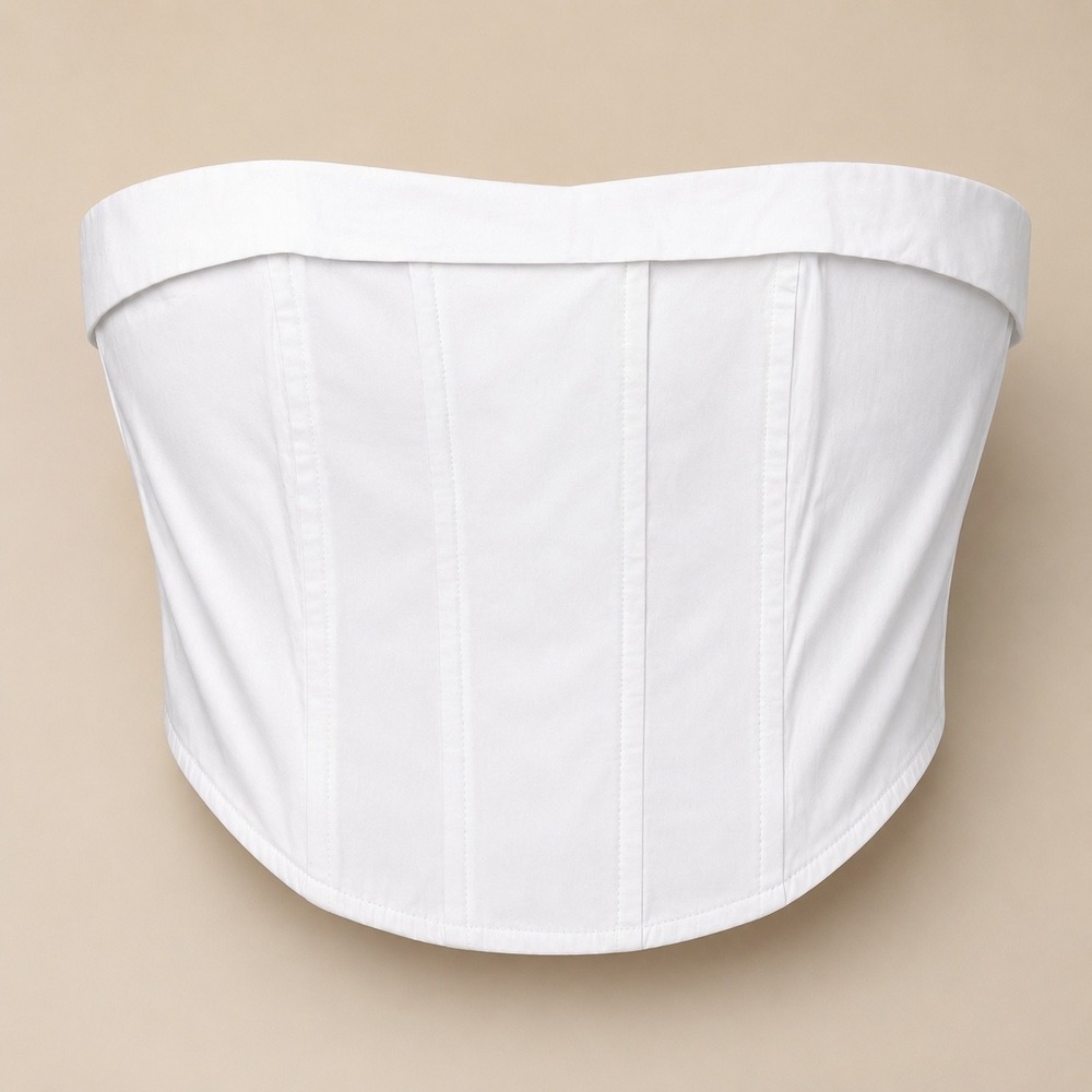 Kendall & Kylie Bustier Corset Top Small White Strapless Structured Zip Crop Top